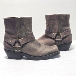 Vintage Madison Studio Ankle Harness Boots- Brown Leather  Western Biker Sz 7.5